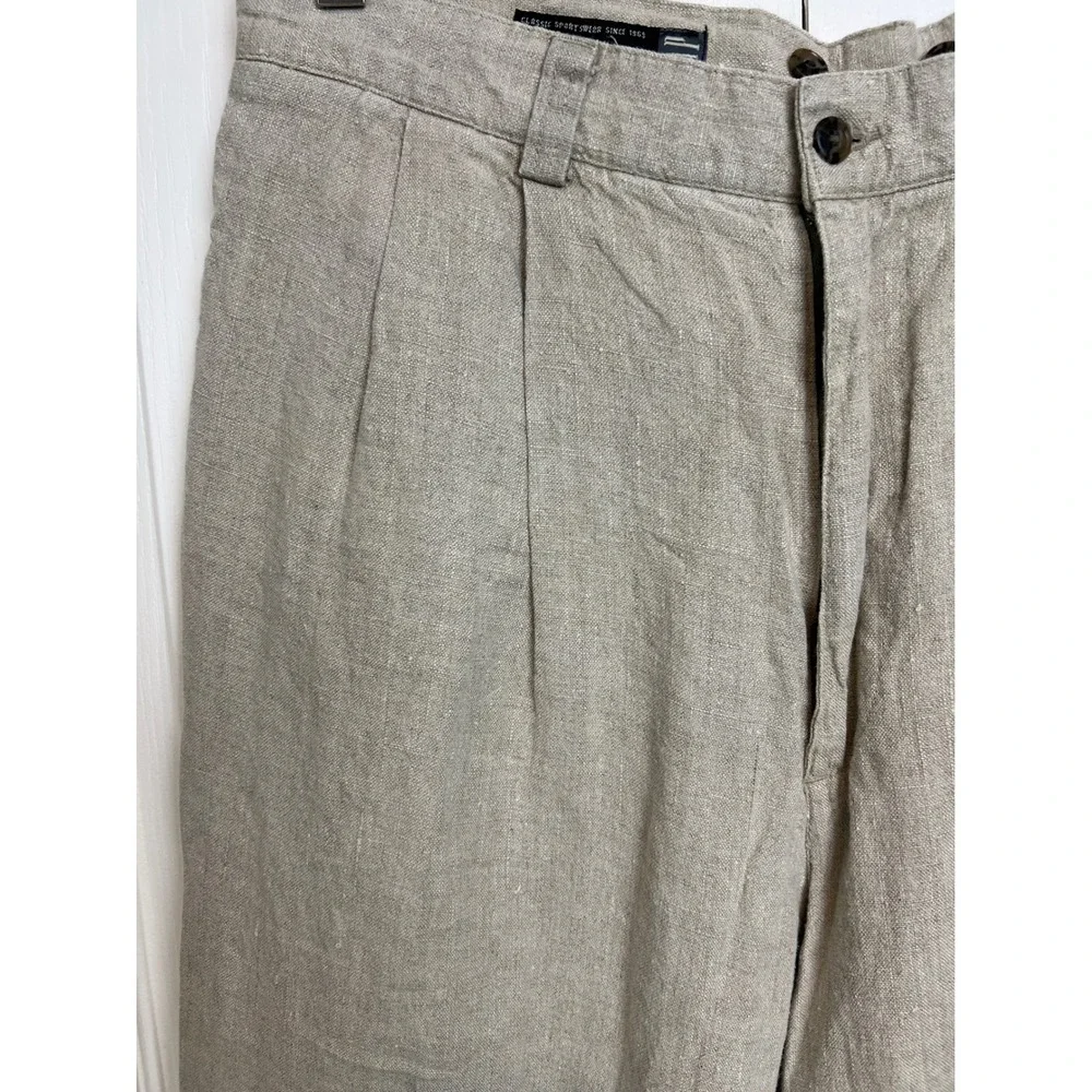 Gap Linen Easy Fit Pants Mens 34x32 Pleated Full Leg Cuffed 112203-01-1 Tan G18